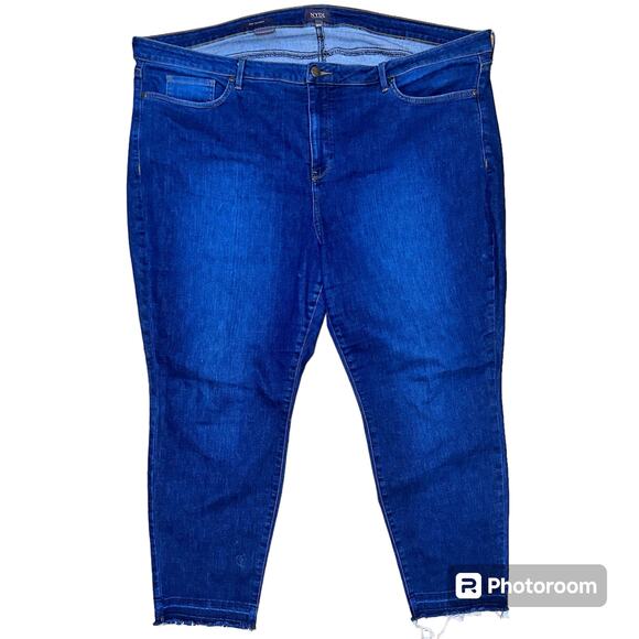 NYDJ Size 26W Ami Skinny Fit Jeans Dark Wash Lift Tuck Technology Raw Hem Ankles - Picture 1 of 11